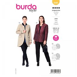 Střih Burda žlutý 6096 - sako peplum pro plnoštíhlé, dlouhé sako